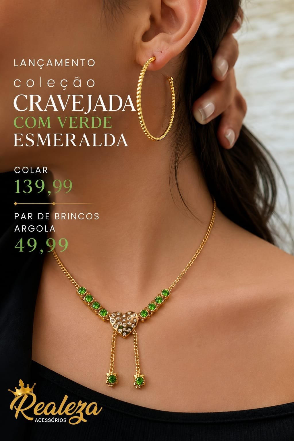 Cravejada com Verde Esmeralda