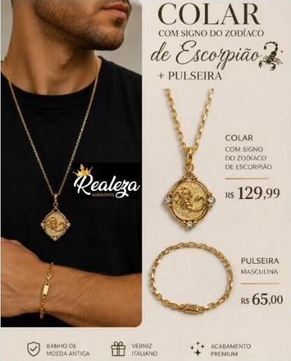 Colar Masculino com Signo do Zodíaco
